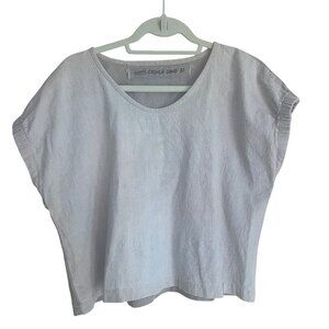 Happy French Gang Womens Top Size Medium Blue Zelia Casual Pure Cotton